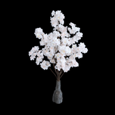 Copac artificial sakura alb 120 cm cu flori albe, imagine PNG fara fundal, decor realist pentru design interior