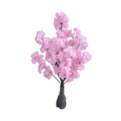 Copac artificial Sakura roz 120cm cu flori realiste in vaza, decor interior modern pentru casa, hotel sau restaurant