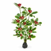 opac artificial 110 cm frunze variegate fructe rosii decor realist fara intretinere