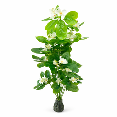 copac artificial 110 cm flori albe magnolie frunze verzi lucioase decor realist fara intretinere