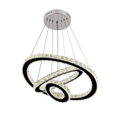 Lustra LED cristal trei cercuri 174W cu telecomanda, iluminare decorativa premium pentru bar si bar counter