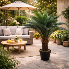 Planta artificiala palmier Cycas 120cm cu frunze verzi decorative, ideala pentru hotel, lobby sau spatii comerciale