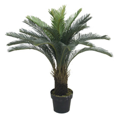 Planta artificiala palmier Cycas 120cm cu frunze verzi realiste in ghiveci, decor interior modern pentru casa sau birou