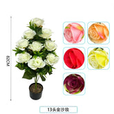 Planta artificiala cu trandafiri albi 82 cm in ghiveci negru, imagine produs decorativ pentru living