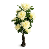 Copac artificial 140 cm bujori mari albi trunchi natural decor interior elegant realist