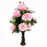 Copac artificial 140 cm bujori mari roz trunchi natural decor interior elegant realist