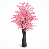 Copac artificial cires 170 cm cu flori mari roz, vas negru, design decorativ elegant, fundal alb, aspect realist