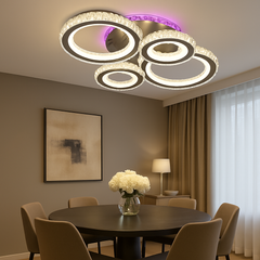 lustra LED 19373D/2+2WH+CR aprox.160W lumina 3000–6500K reglabila cu telecomanda, potrivita pentru dining modern cu iluminare eficienta