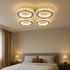 Lustra LED 19373/4WH+CR 96W cu telecomanda, ideala pentru dormitoare moderne unde se doreste lumina reglabila pentru confort si atmosfera relaxanta.