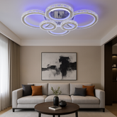Lustra LED 19373/4+2WH+CR 240W cu lumina reglabila si telecomanda, ideala pentru livinguri moderne ce necesita iluminare puternica.