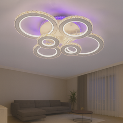 Lustra LED 19373/4+2WH+CR 240W cu lumina reglabila si telecomanda, ideala pentru livinguri moderne ce necesita iluminare puternica.