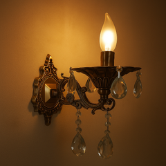 Aplica 2260/1 bronz antichizat cu cristal si bec E14 pentru hol sau coridor elegant