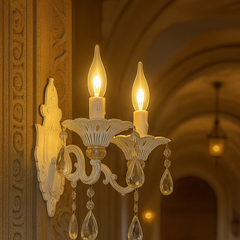 Aplica clasica 9010/2 alb auriu cu 2 becuri E27 pentru hol sau coridor elegant