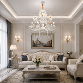 Candelabru Argintiu Cristal 2277/8+4 pe Doua Nivele E14