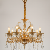 Candelabru Clasic Cu 60W cu becuri E14 auriu metal 980 mm cu telecomanda pentru living dormitor hol sufragerie corp de iluminat din cristal cu becuri E14 si telecomanda pentru living dormitor hol sufragerie