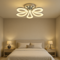 Lustra LED K2516/5 100W cu temperaturi 3300K-6500K si telecomanda, lumina confortabila pentru dormitor modern