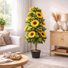 copac artificial cu floarea soarelui 102cm planta decorativa in ghiveci negru pentru living decor colt