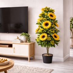 copac artificial cu floarea soarelui 102cm planta decorativa langa perete TV decor living modern