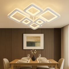 Lustra LED 26033/2+2+2C WH+CR 240W cu lumina 3000–6500K si telecomanda, potrivita pentru dininguri moderne ce necesita iluminare puternica si design rectangular elegant.