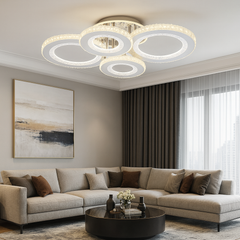 Lustra LED 26064/2+2CR 148W cu telecomanda si lumina 3000–6500K, perfecta pentru livinguri moderne ce necesita iluminare reglabila si finisaj elegant cromat.