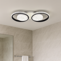 Lustra LED moderna doua cercuri negre cu telecomanda 26232/2+2 WH+MB