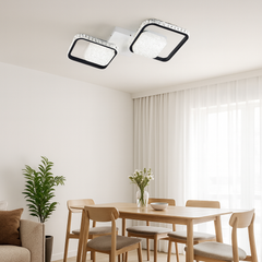 Lustra LED moderna patrata neagra, potrivita pentru zona de dining moderna si rafinata, oferind lumina uniforma, model 26233/2+2.