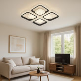 Lustra LED moderna patrate negru alb cu telecomanda 26233/4+4 WH+MB