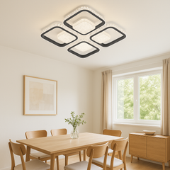 Lustra LED moderna patrate negru alb cu telecomanda 26233/4+4 WH+MB