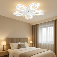 Lustra LED 26252/5 rotunda 100W cu lumina reglabila si telecomanda, potrivita pentru dormitor modern, oferind iluminare clara si atmosfera personalizata.