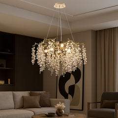 Candelabru Ø800 mm OG+FGD, design clasic-modern cu 8 brate E14, iluminare eleganta pentru living spatios si rafinat.