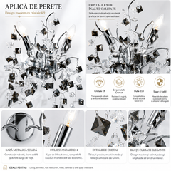 Aplică de perete din cristal 2xE14 – Model 27113/2W