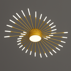 Lustra LED moderna aurie cu structura radiala si lumina reglabila, potrivita pentru hol mare cu atmosfera premium, model 27127/42+1.