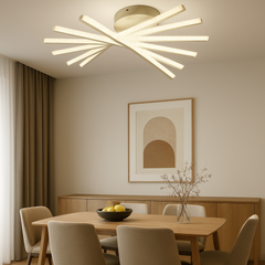 Lustra LED moderna 144W alb mat cu lumina reglabila si telecomanda, ideala pentru un dining modern, oferind iluminare uniforma si eleganta
