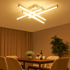 Lustra LED moderna 80W alb mat cu telecomanda si lumina ajustabila 3300K-6500K, perfecta pentru un dining modern cu iluminare eleganta si practica