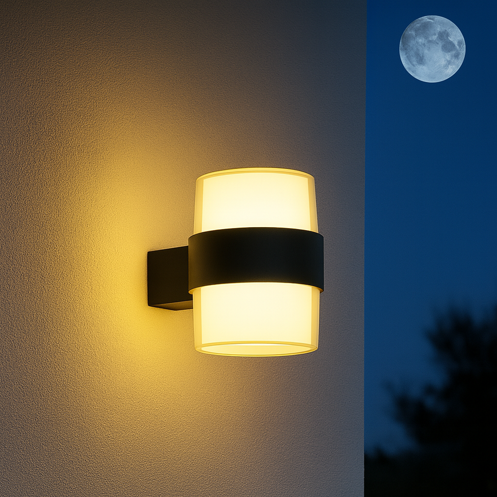 Aplica LED exterior 10W negru mat IP65 waterproof, lumina calda pentru fatade, terase si balcoane.