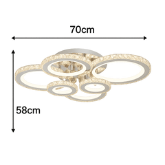 Lustra LED moderna 238W cu 6 inele, lumina reglabila 3500K-6500K si RGB cu telecomanda, potrivita pentru iluminarea dinamica a unui birou modern