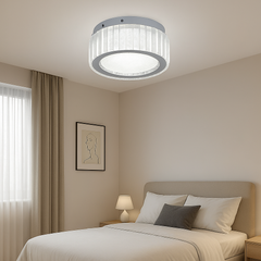 Lustra LED rotunda Ø300 cu cristal si lumina ajustabila pentru dormitor elegant