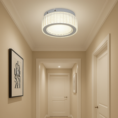 Lustra LED rotunda Ø300 cu efect cristal pentru iluminat uniform in hol