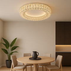 Lustra LED moderna 2966 cu design minimalist si 3 faze de lumina calda neutra rece, montaj pe tavan pentru living sau dormitor