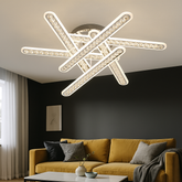 Lustra LED geometrica 300W cu RGB si lumina 3500K-6500K, cu telecomanda, ideala pentru living modern.