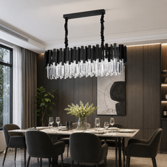 Candelabru oval negru cu cristale 3211-800+300 BK