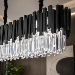 Candelabru oval negru cu cristale 3211-800+300 BK