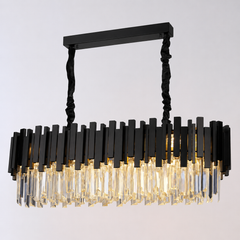 Candelabru oval negru cu cristale 3211-800+300 BK