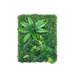 panou perete vegetal artificial cu feriga si lavanda decorativa png fundal transparent