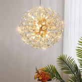 Suspensie aurie dreptunghiulara cu cristale, 9 becuri G9 LED, deasupra insulei de bucatarie moderna, lumina eficienta, fara telecomanda