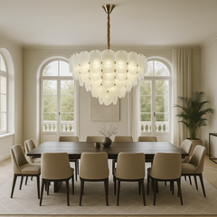 Candelabru modern auriu sticla mata Ø75 cm 15 E27 5867-750 TB