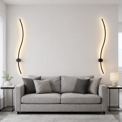 Aplica LED LUBAN Wave neagra design ondulat 38W montata pe perete in living modern artistic