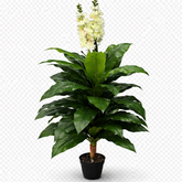 Copac artificial cu zambile 150 cm in ghiveci decorativ, fundal alb, produs complet vizibil, detalii realiste si culori naturale