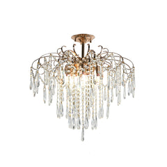 Candelabru rotund auriu cu 9 becuri E27 si cristale K9, iluminare eleganta peste masa dreptunghiulara din dining