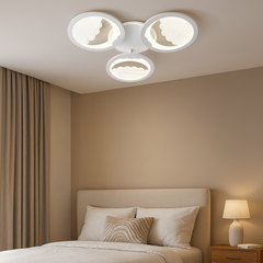 Lustra LED moderna alba ultra-subtire cu lumina ajustabila prin telecomanda, perfecta pentru dormitor modern si atmosfera adaptabila, model 66036/3T WH.